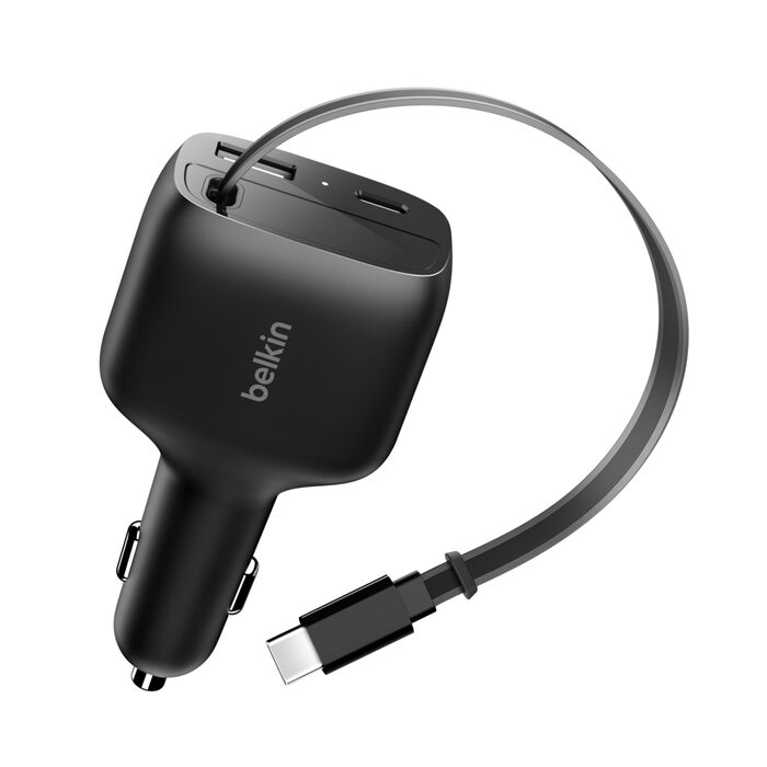 Chargeur voiture USB-C et USB-A 75W Belkin avec câble intégré