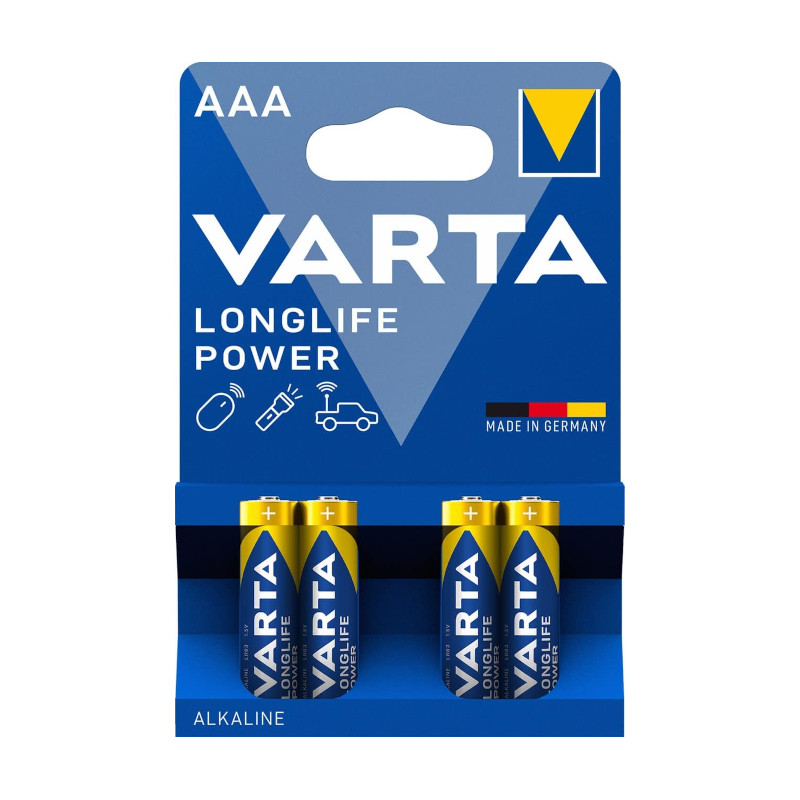 Piles alcalines AAA Varta Longlife Power pack de 4