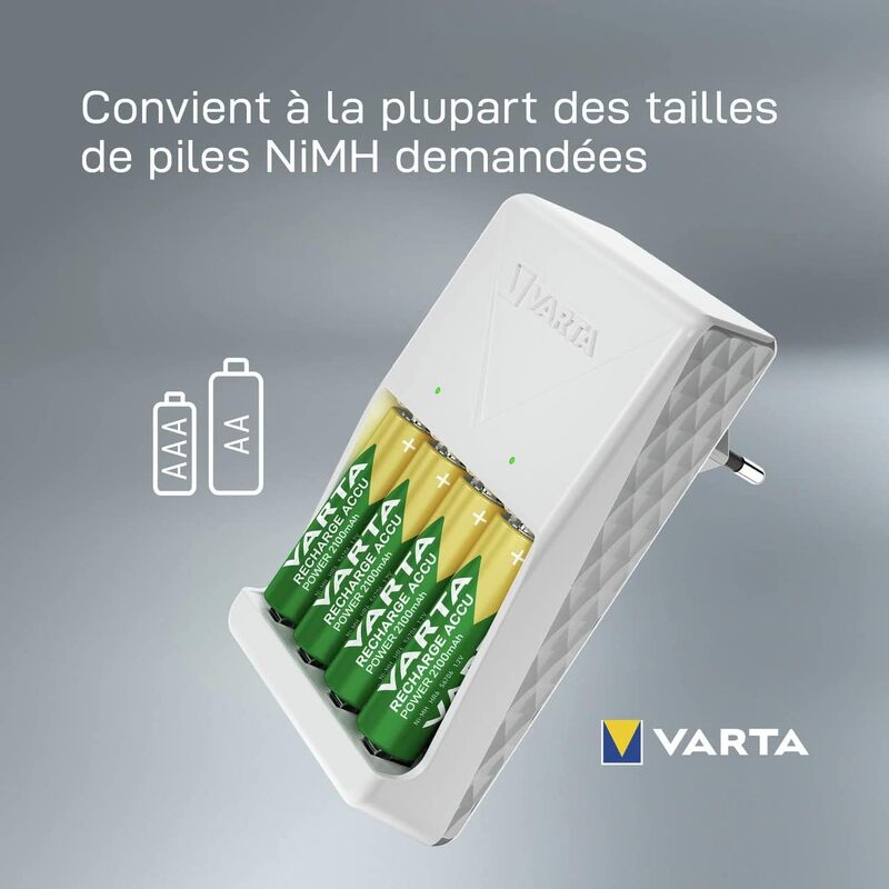 Chargeur de piles AA AAA Varta avec 4 piles incluses