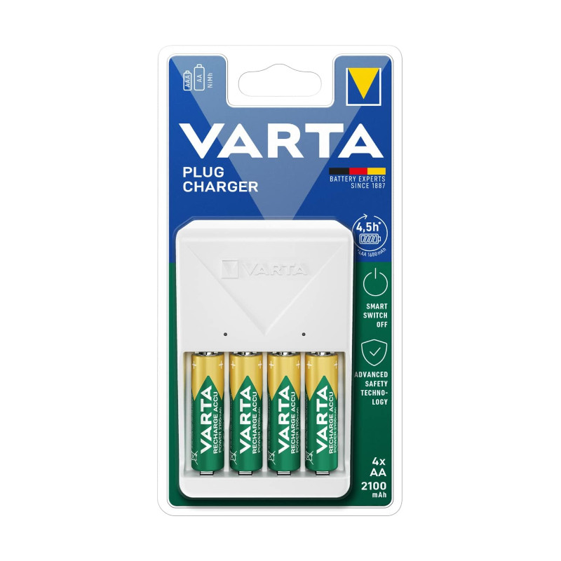 Chargeur de piles AA AAA Varta avec 4 piles incluses