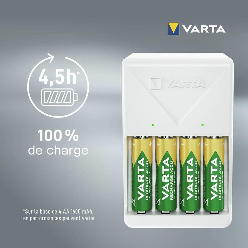 Chargeur de piles AA AAA Varta avec 4 piles incluses